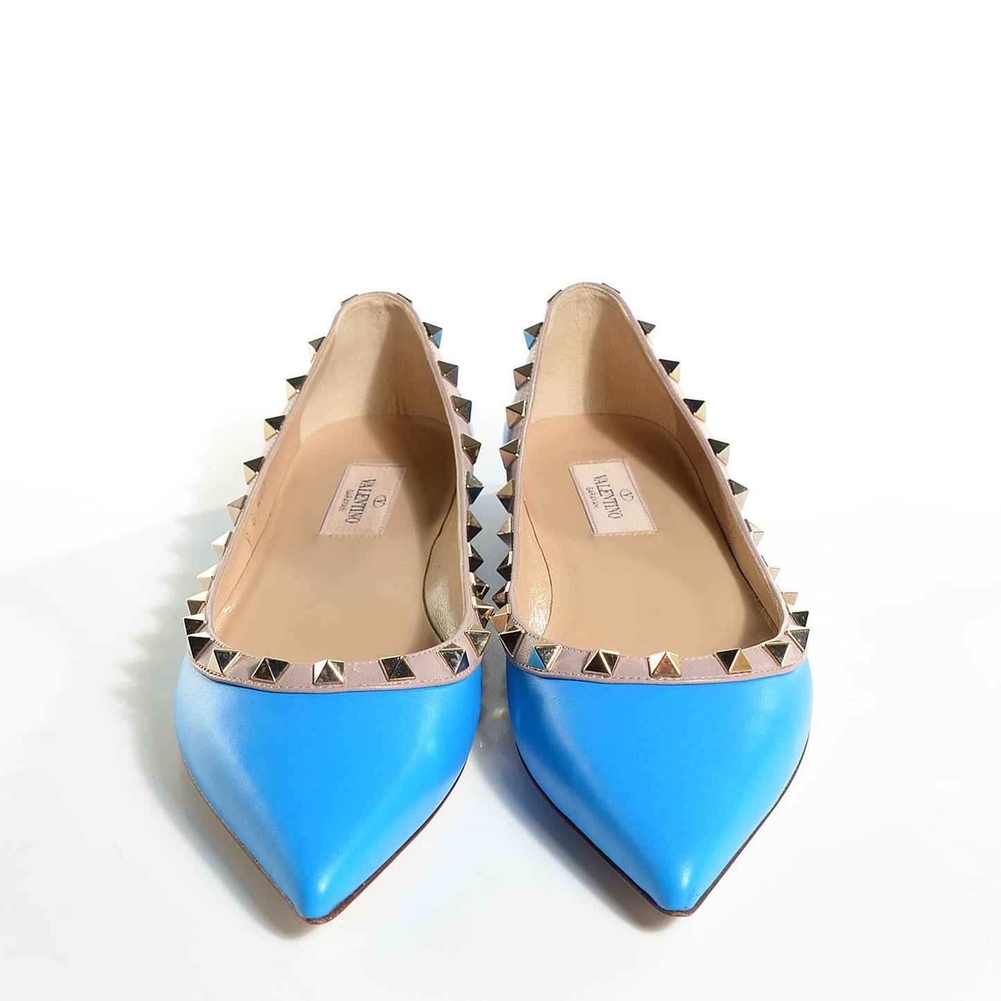 Nappa Rockstud Ballerina Flats 37.5 Parrot Poudre