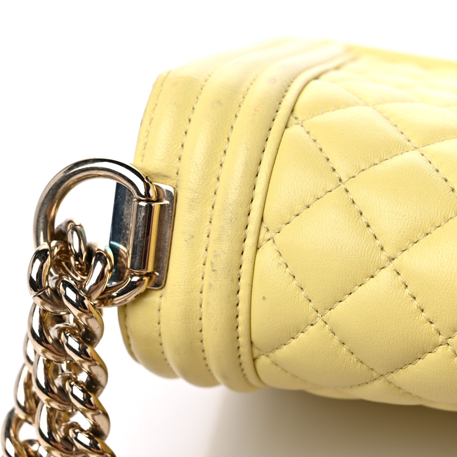 Chanel Lambskin Quilted Medium Boy Flap Yellow 15 of 17