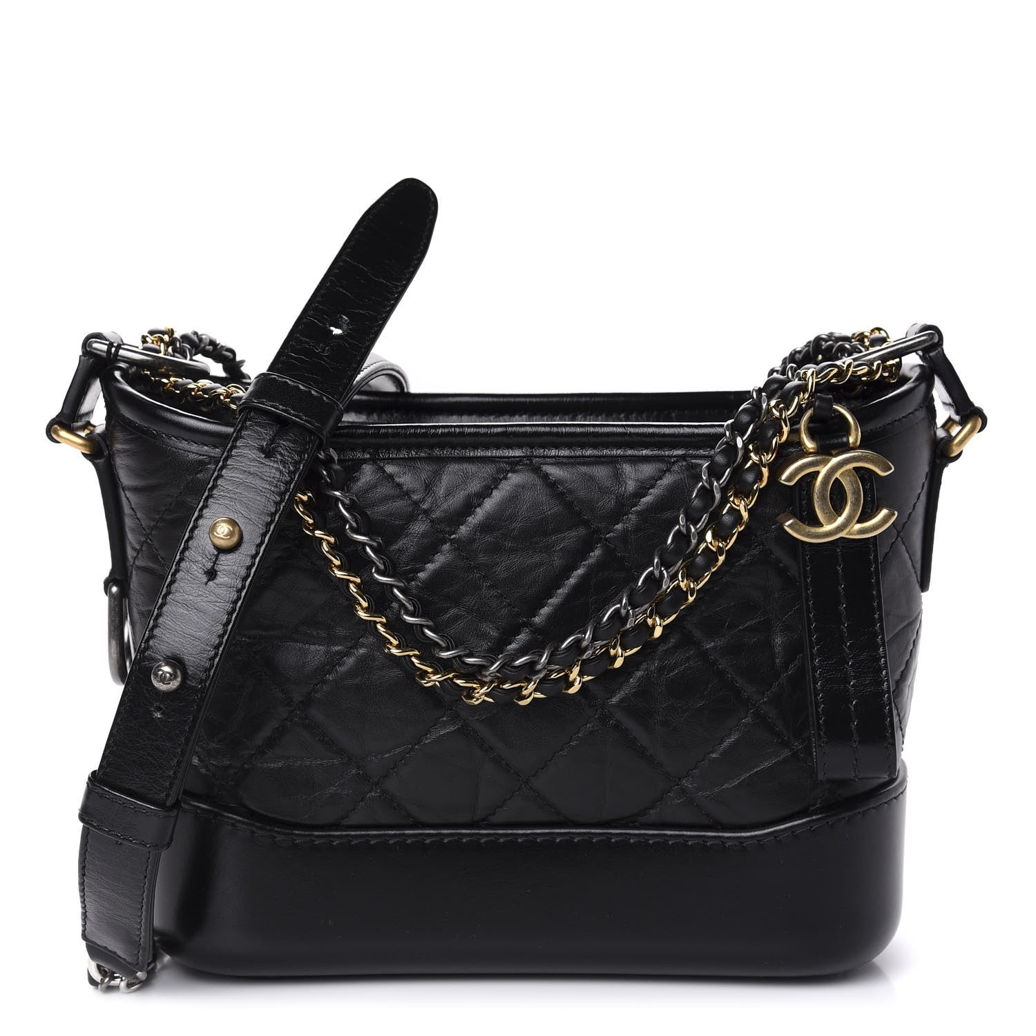 Chanel Aged Calfskin Quilted Small Gabrielle Hobo Black 1 of 11