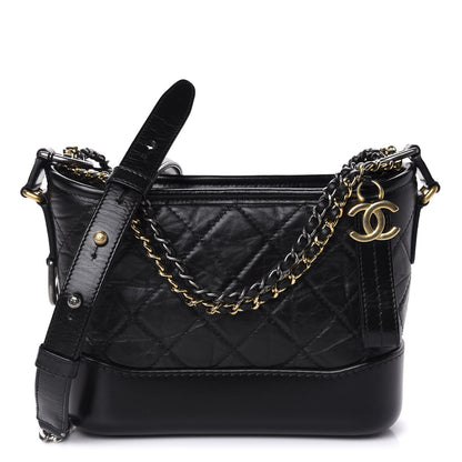 Chanel Aged Calfskin Quilted Small Gabrielle Hobo Black 1 of 11