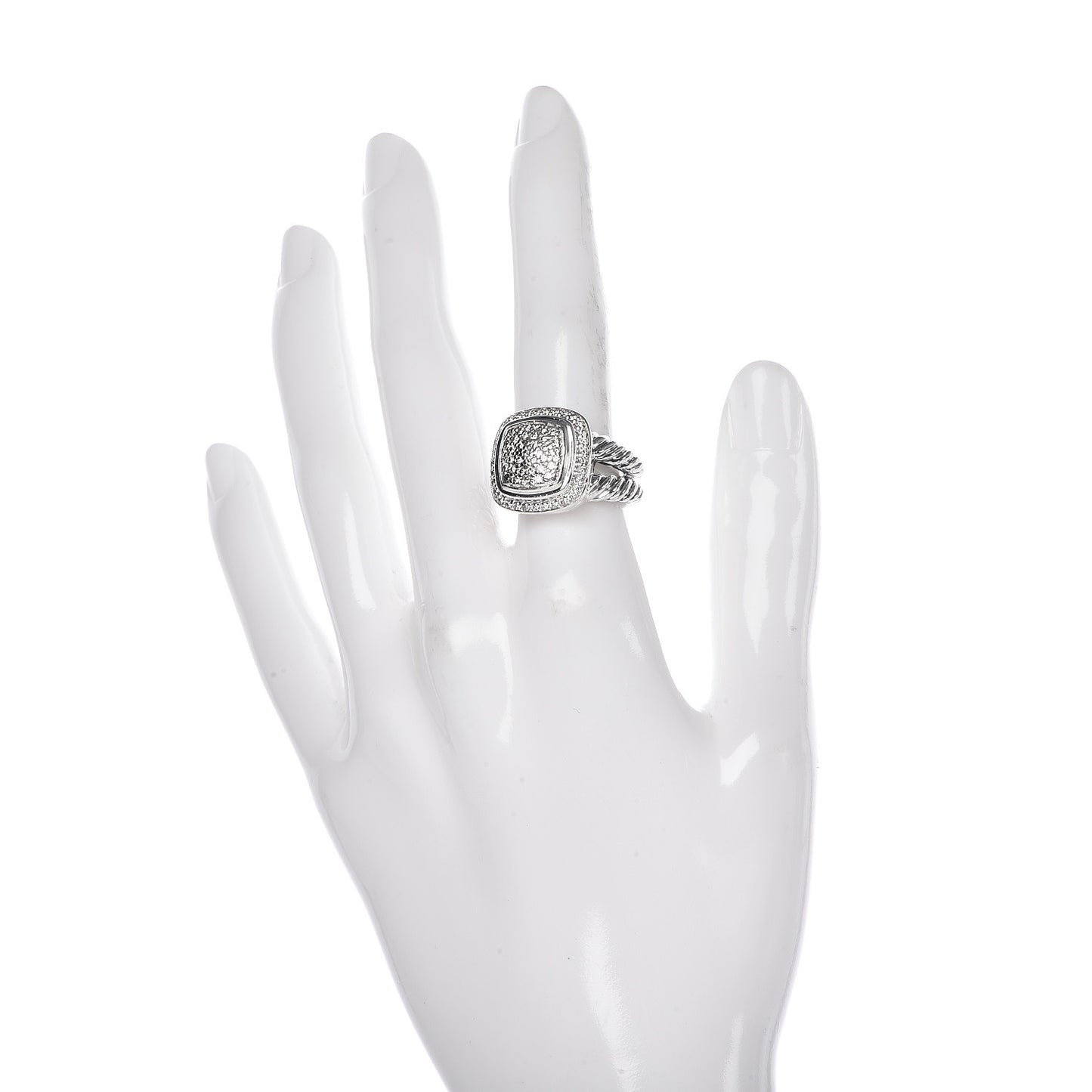 Sterling Silver Diamond 11mm Albion Pave Ring 50 5.5