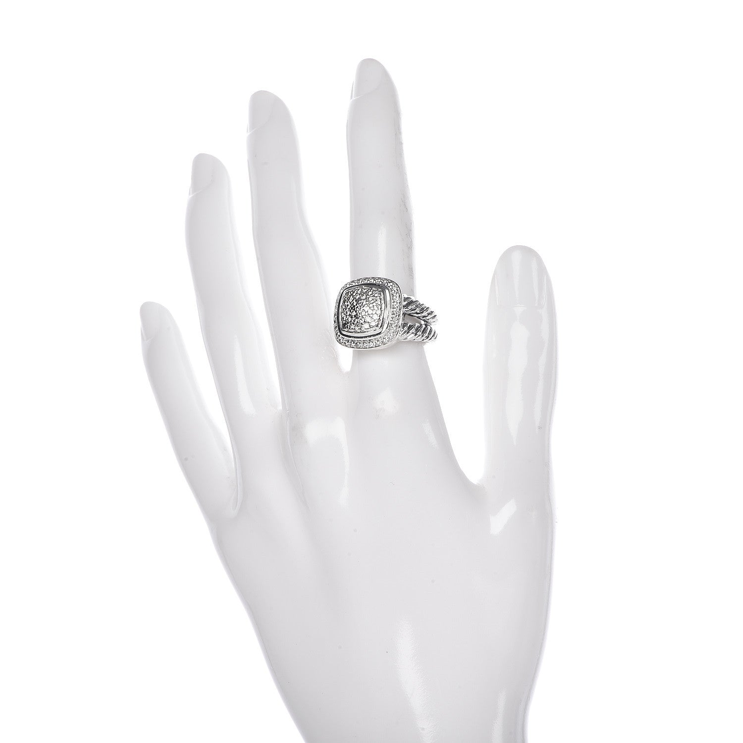David Yurman Sterling Silver Diamond 11mm Albion Pave Ring 50 5.5 2 of 5