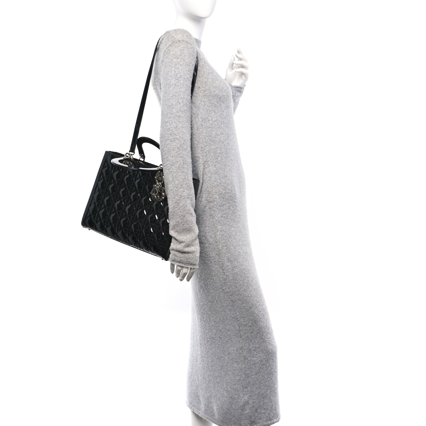 Patent Cannage Large Lady Dior Black