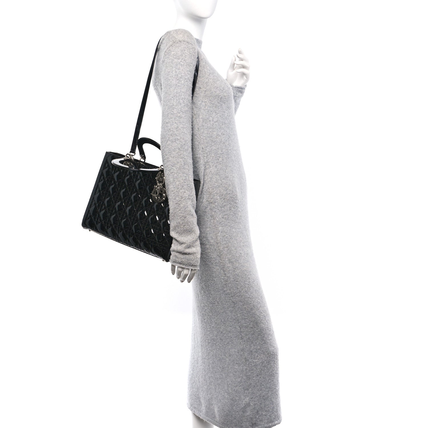Christian Dior Patent Cannage Large Lady Dior Black 2 of 10