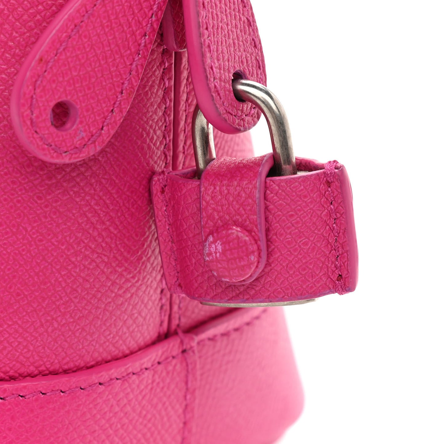 Signature Grained Calfskin Logo S Ville Top Handle Bag Fuchsia