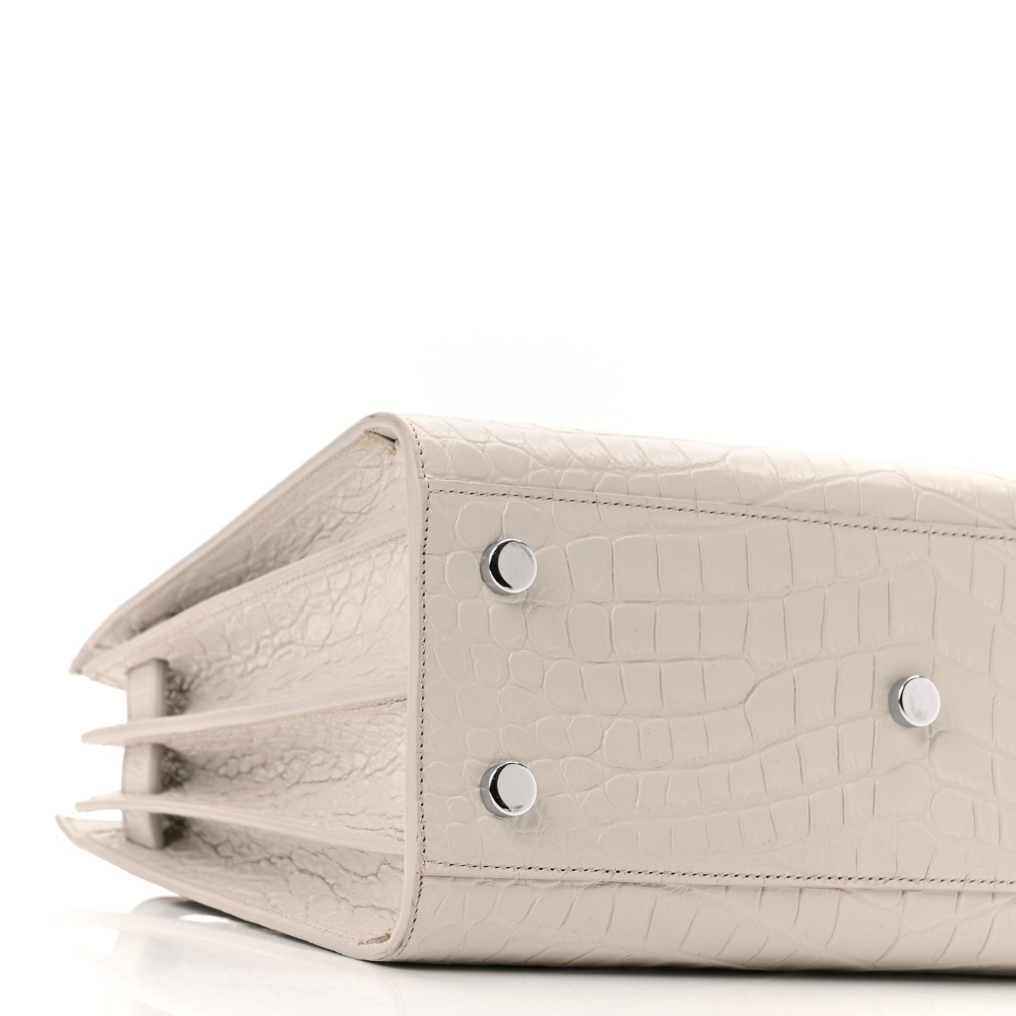 Calfskin Crocodile Embossed Baby Sac De Jour Gris Perle
