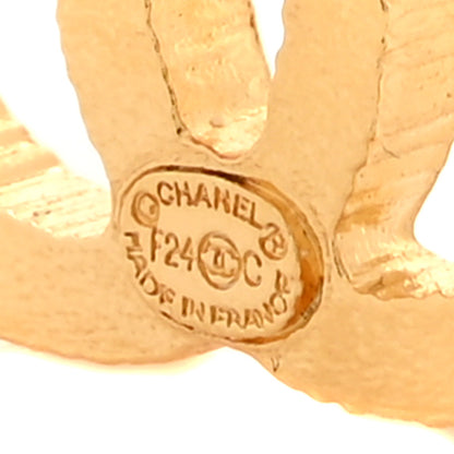 Chanel Metal Textured CC Earrings Gold 4 of 5