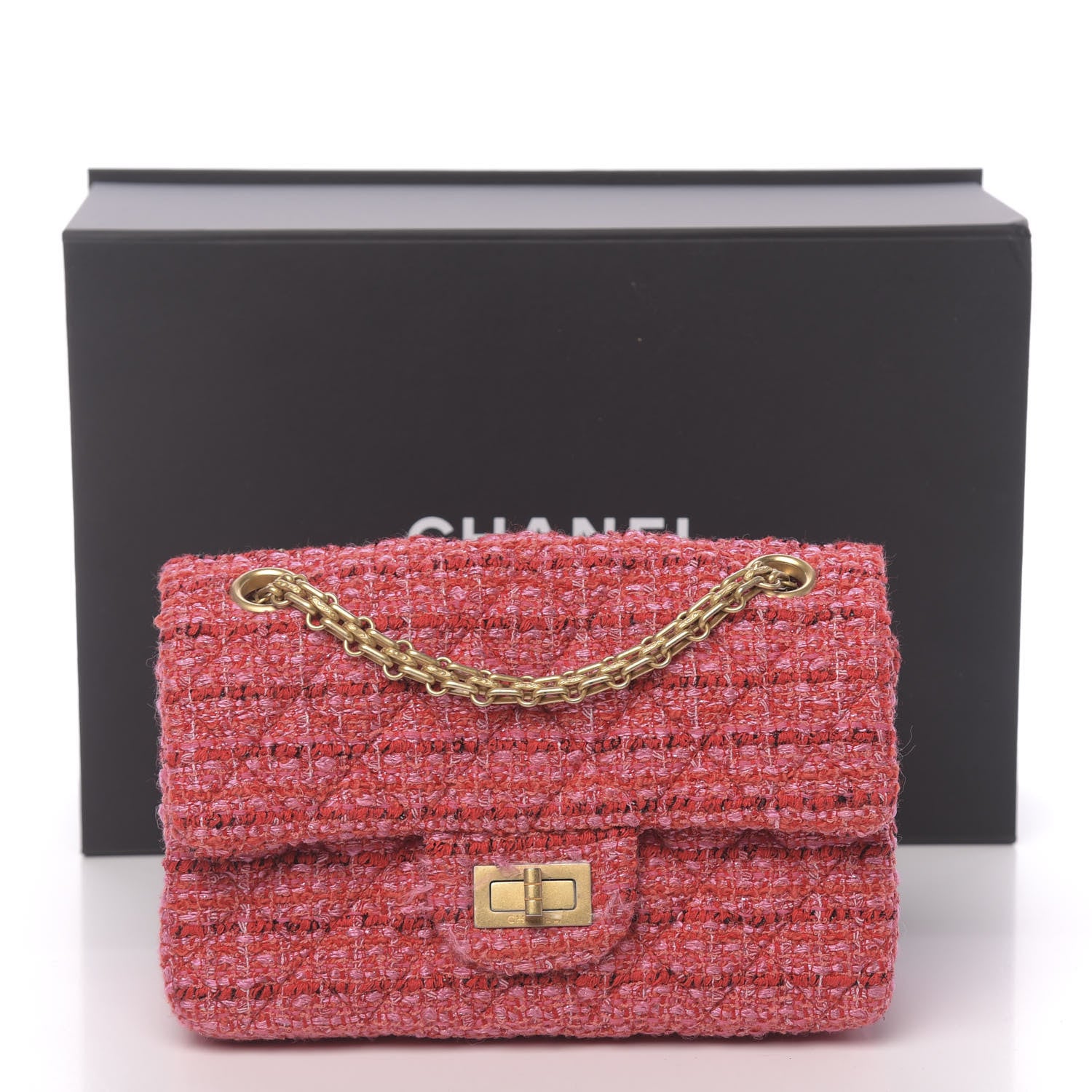 Chanel Tweed Quilted Mini 2.55 Reissue Flap Red Ecru Black 11 of 11