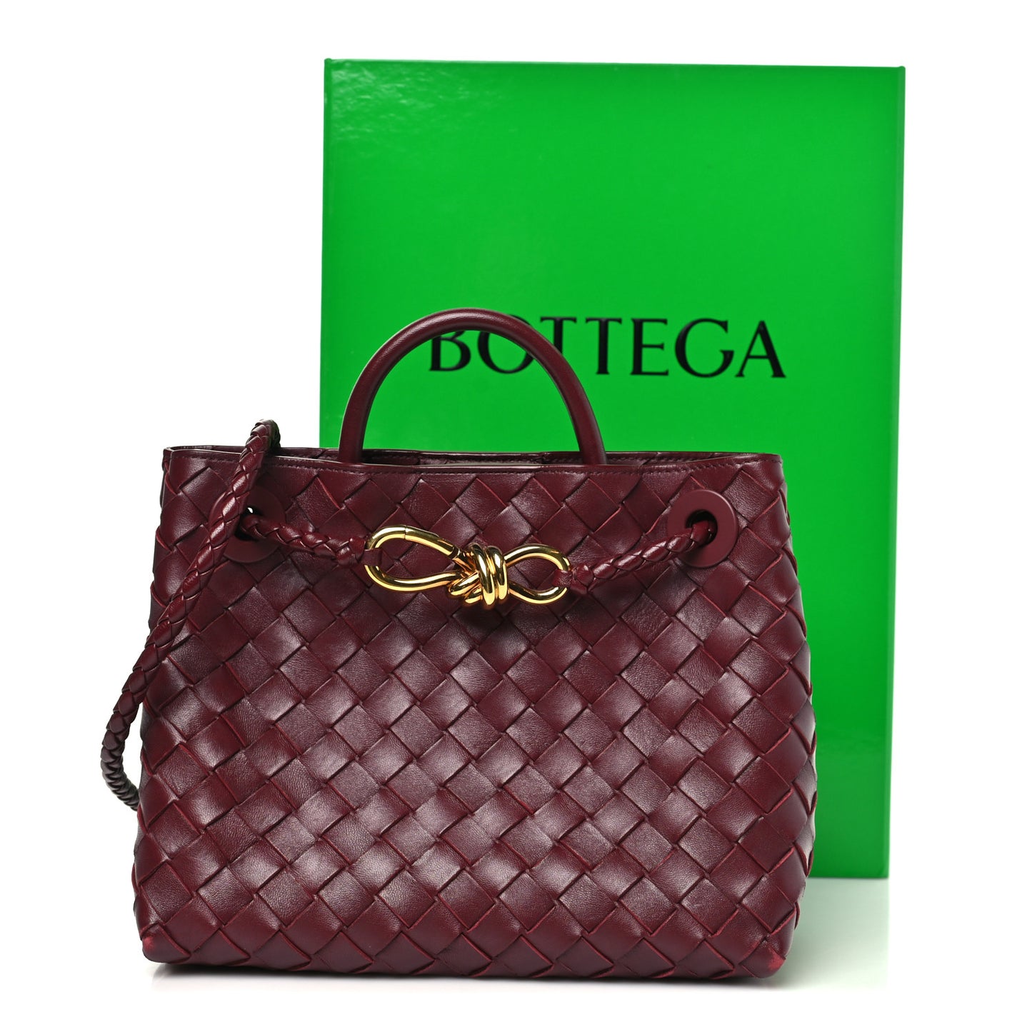 Nappa Intrecciato Small Andiamo Shoulder Bag Barolo