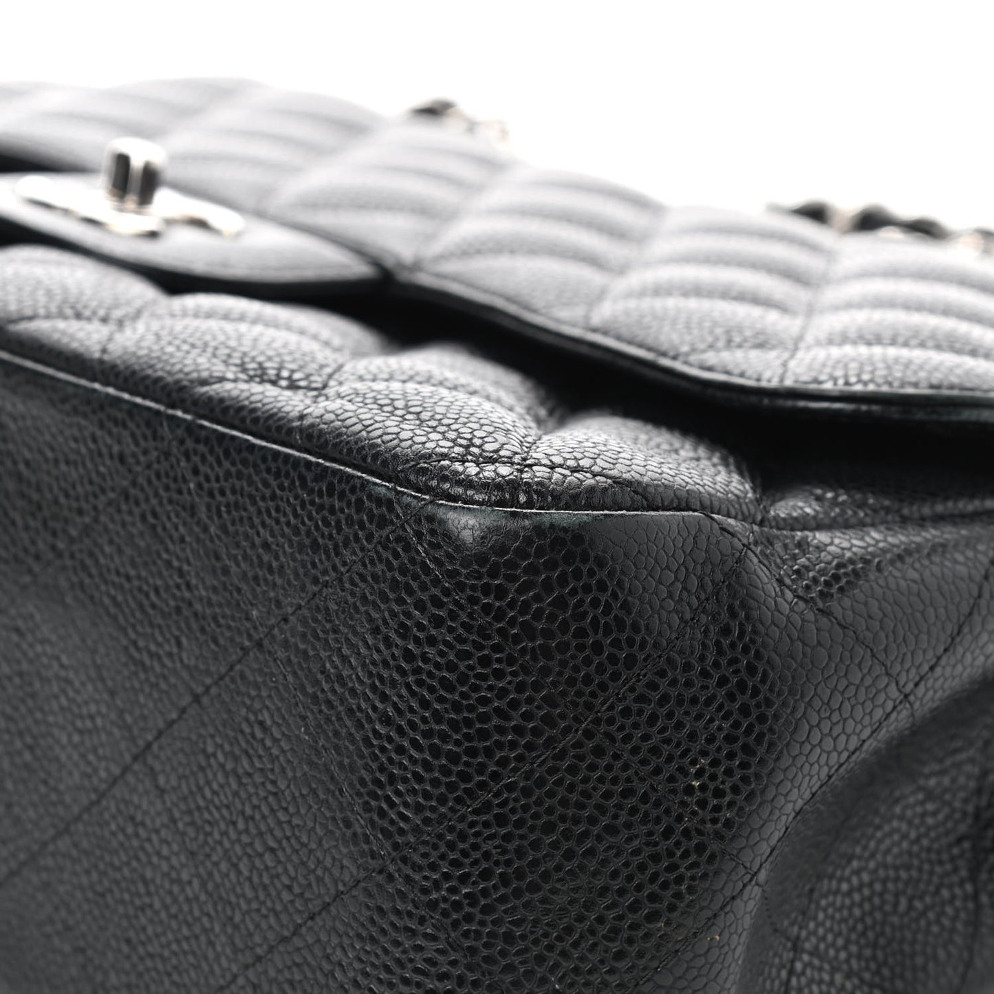 Caviar Quilted Jumbo Double Flap Black