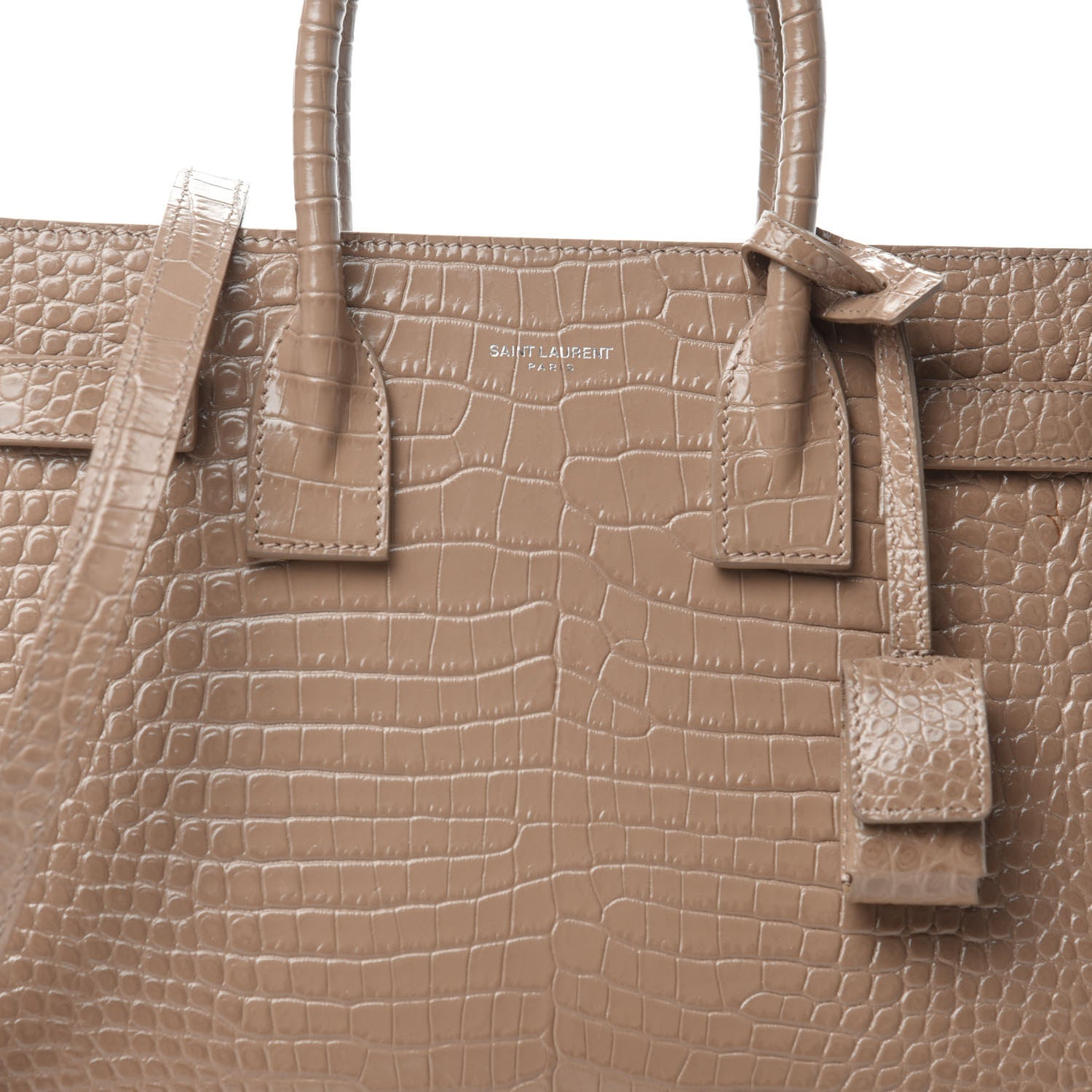 Saint Laurent Calfskin Crocodile Embossed Baby Sac De Jour Brown 10 of 10