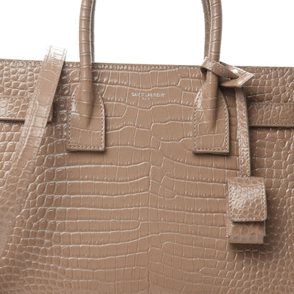 Saint Laurent Calfskin Crocodile Embossed Baby Sac De Jour Brown 10 of 10