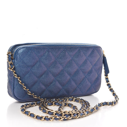Chanel Iridescent Caviar Quilted Clutch With Chain Dark Blue 3 of 14