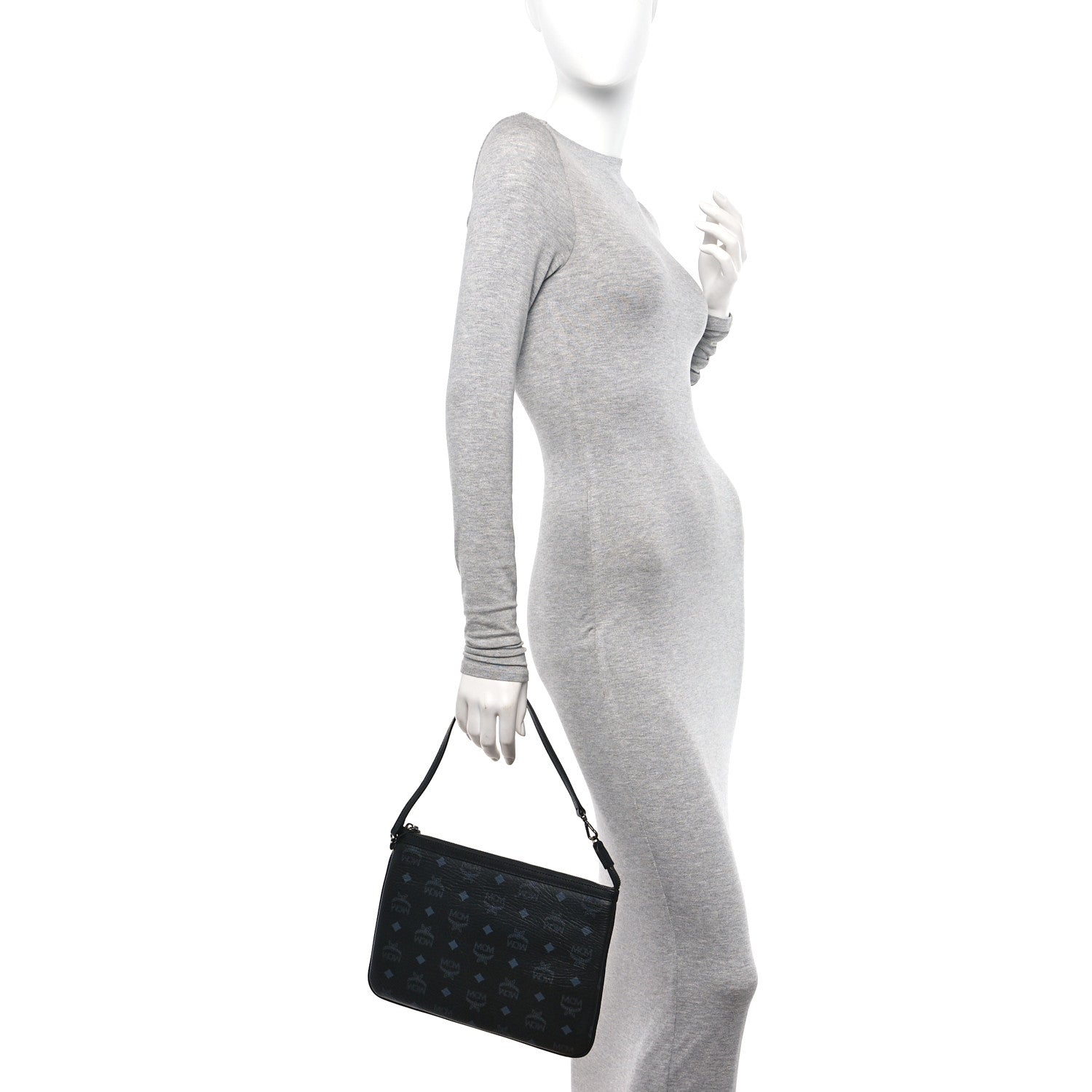 MCM Visetos Liz Shopper Tote Pouch Black 2 of 9