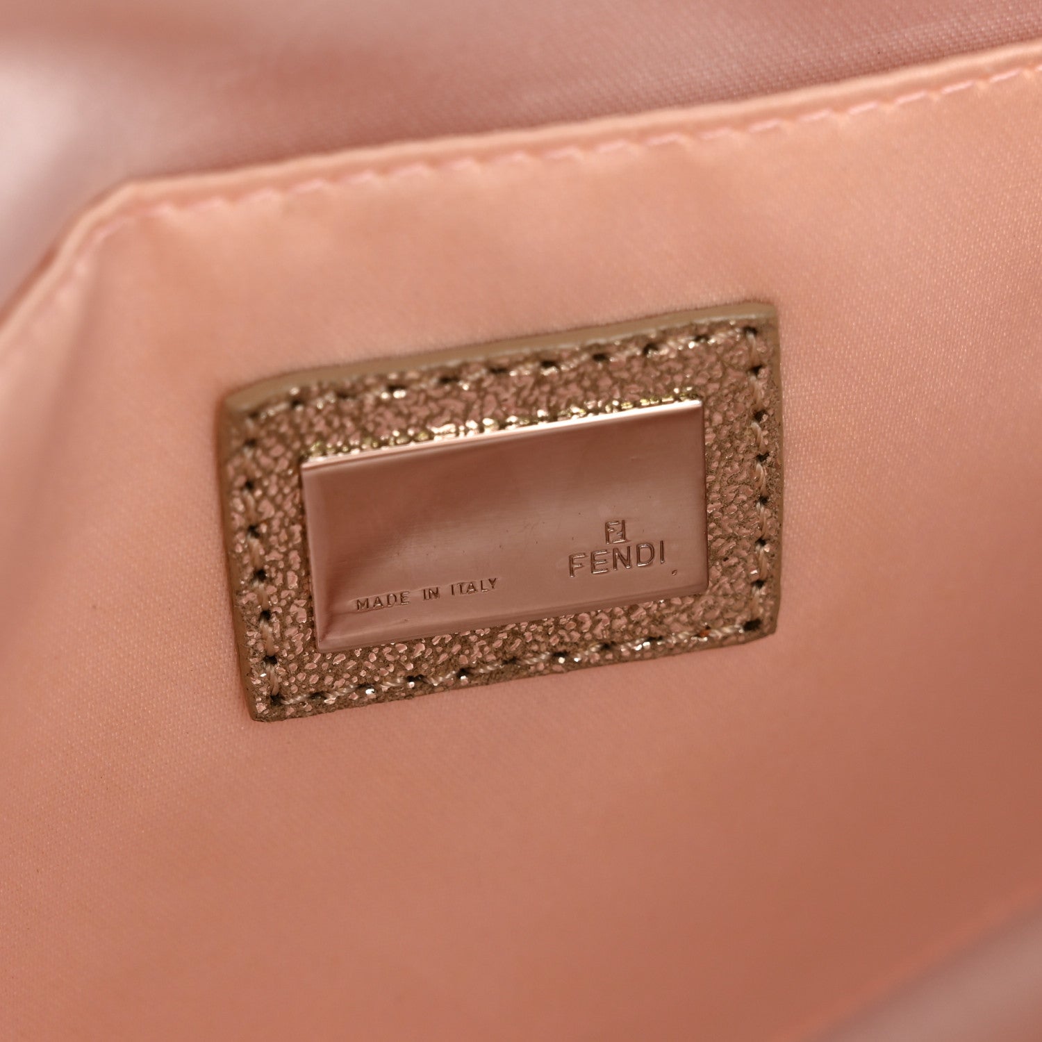 Fendi Metallic Jacquard Zucchino Vitello Pochette Cipria Argento Grigio 6 of 13