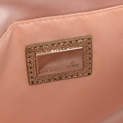 Fendi Metallic Jacquard Zucchino Vitello Pochette Cipria Argento Grigio 6 of 13