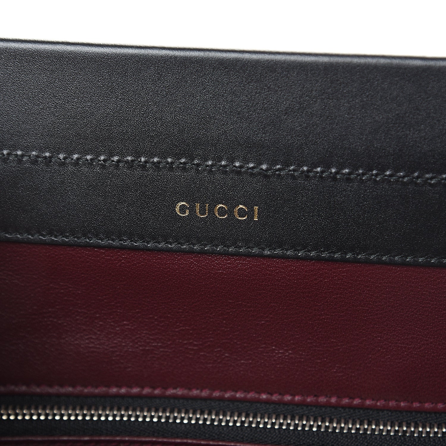Gucci Smooth Calfskin Diagonal Striped Medium Zumi Top Handle Bag Black Beige 5 of 9