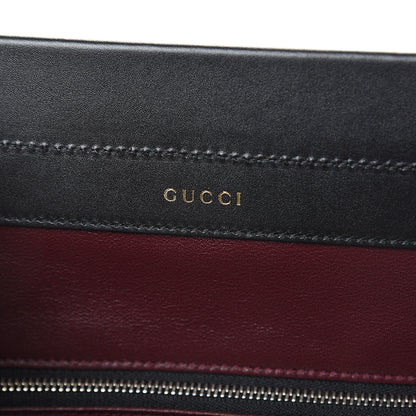 Gucci Smooth Calfskin Diagonal Striped Medium Zumi Top Handle Bag Black Beige 5 of 9
