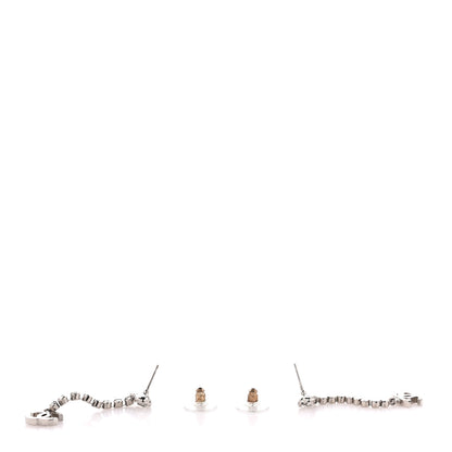 Chanel Crystal CC Heart Drop Earrings Silver 3 of 4