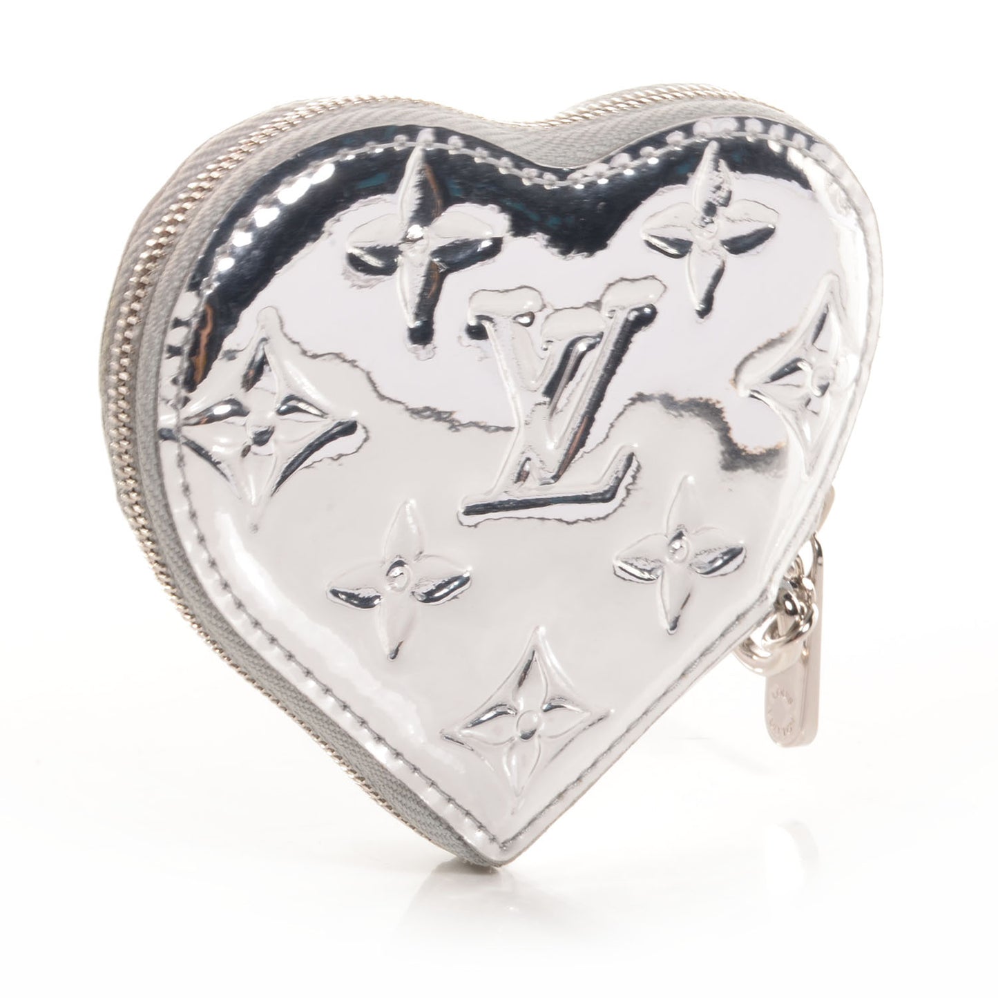 Monogram Miroir Heart Coin Purse Silver