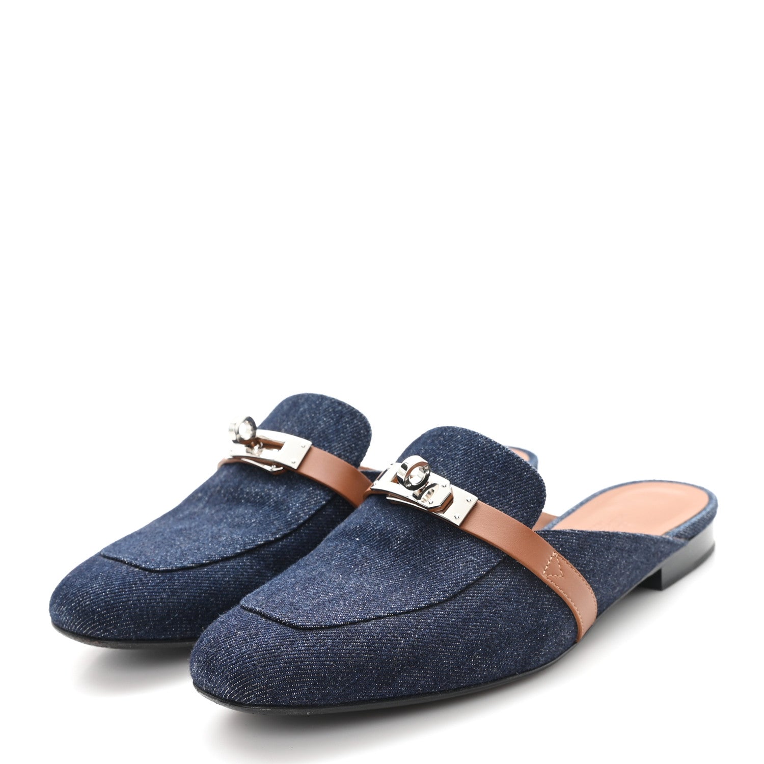 Hermes Calfskin Denim Oz Mules 37 Bleu Brut Gold 4 of 9