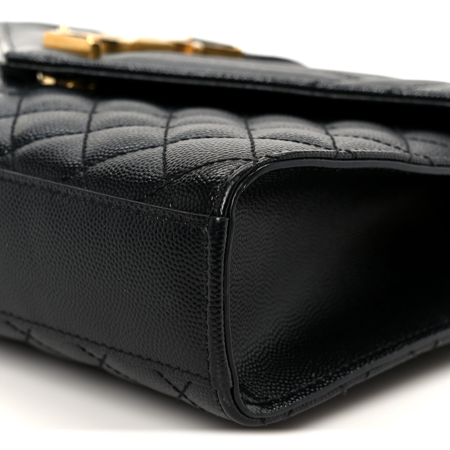 Saint Laurent Grain De Poudre Textured Mixed Matelasse Triquilt Medium Monogram Satchel Black 11 of 12