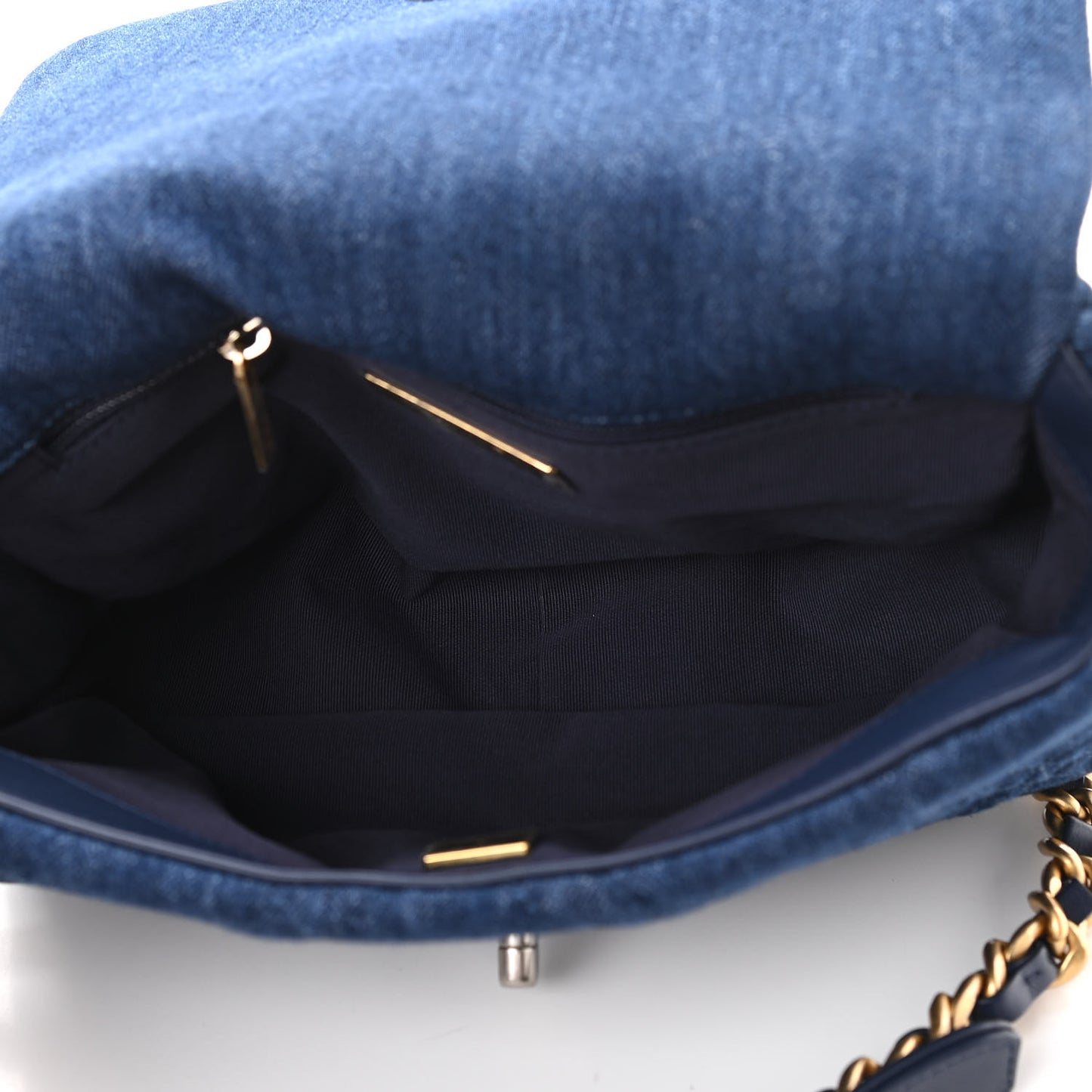 Denim Quilted Medium Chanel 19 Flap Blue