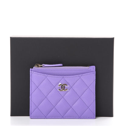 Chanel Caviar Quilted CC Zip Card Holder Purple 7 of 7