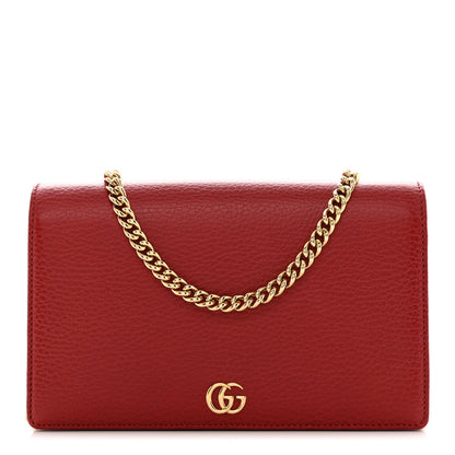 Gucci Dollar Calfskin Mini GG Marmont Chain Wallet Hibiscus Red 1 of 9