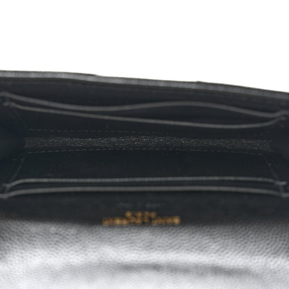 Saint Laurent Grain De Poudre Matelasse Chevron Small Monogram Envelope Wallet Black 5 of 10