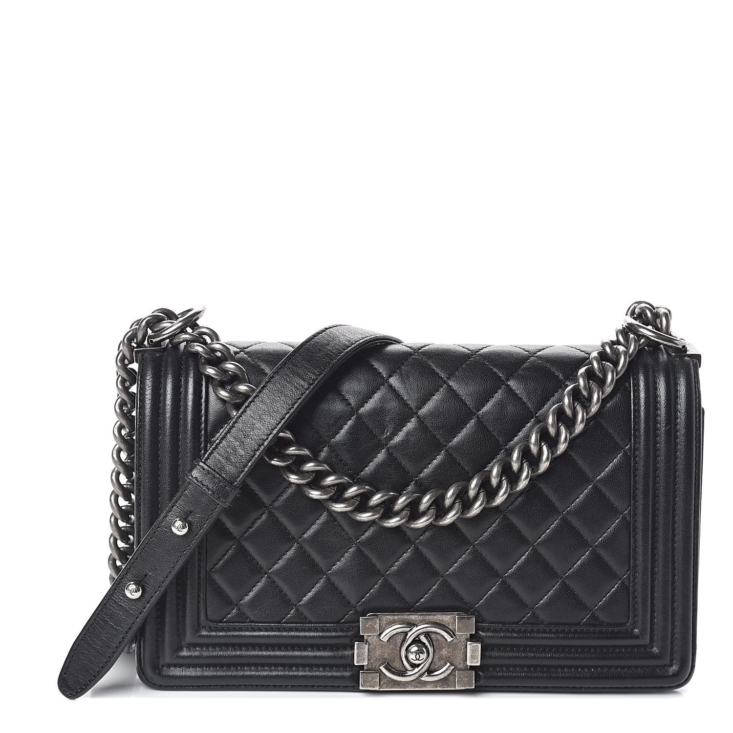 Chanel Lambskin Quilted Medium Boy Flap Black 1 of 10