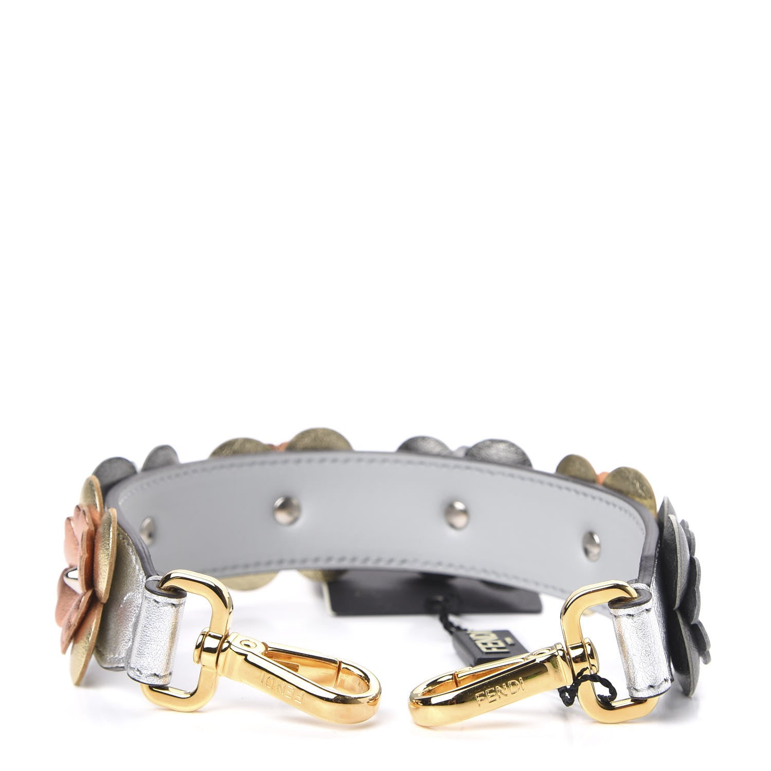 Fendi Vitello Catalan Mirror Flowerland Studded Mini Strap You Argento Multicolor 2 of 4