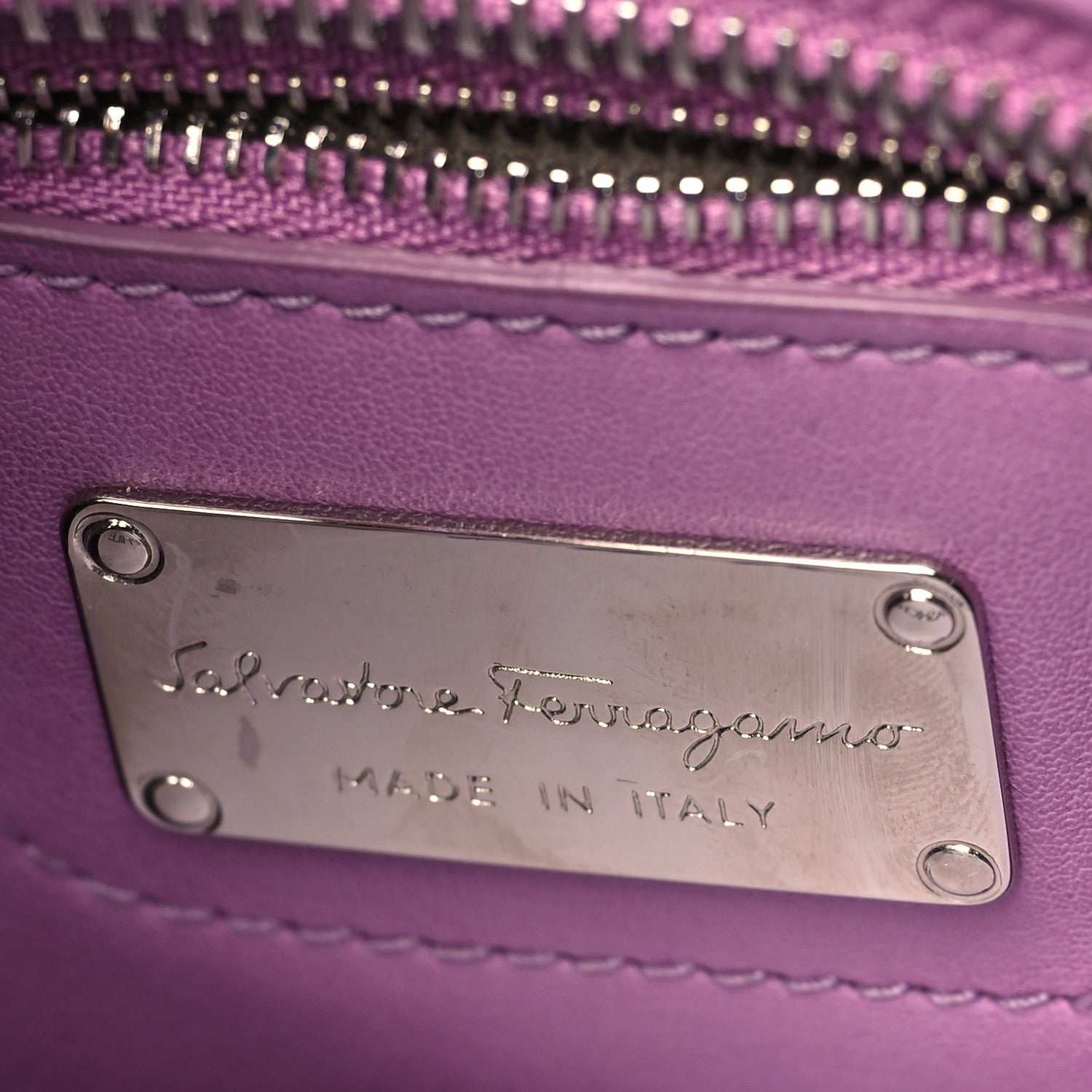 Salvatore Ferragamo Calfskin Tote Purple 5 of 9