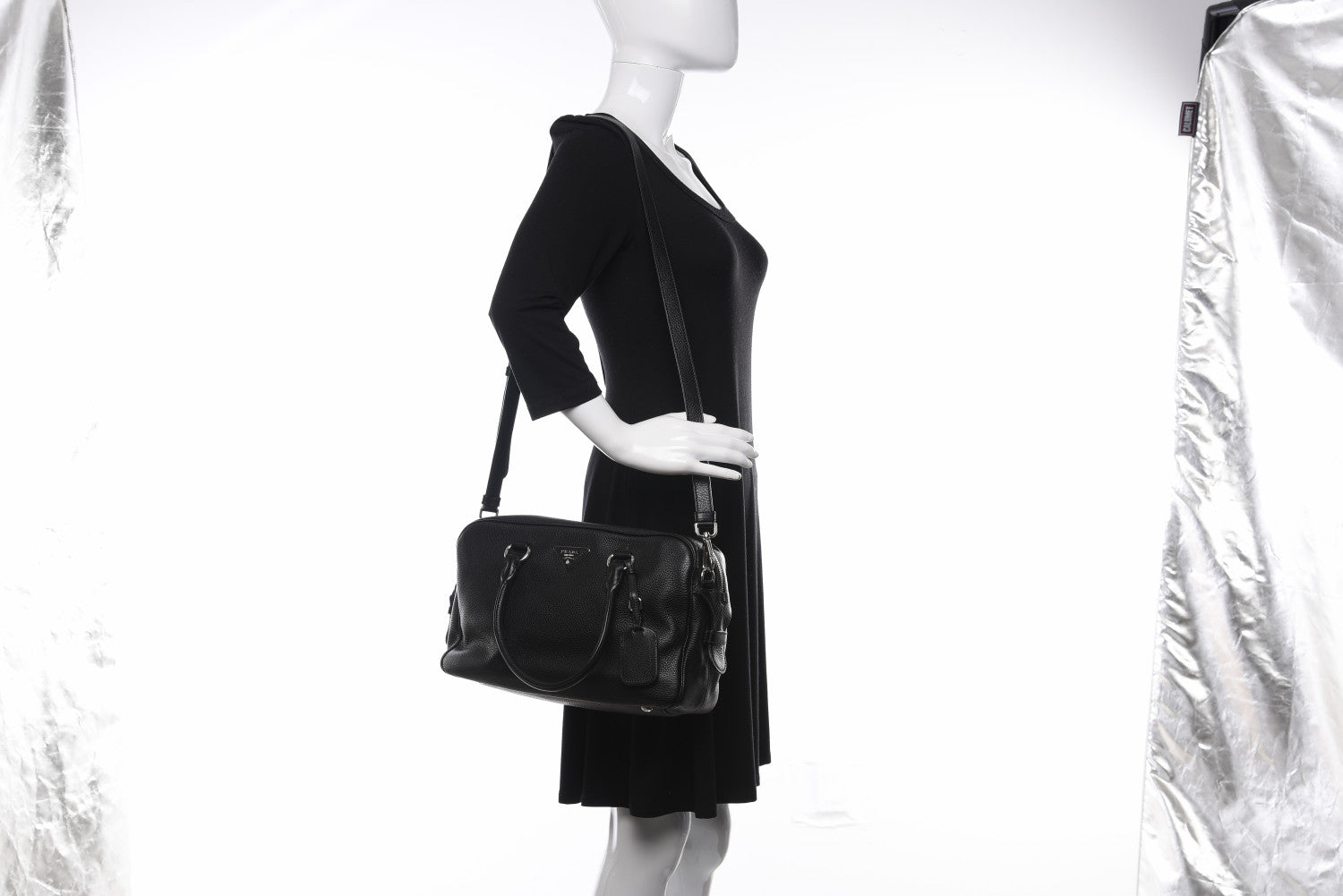 Prada Vitello Daino Satchel Black 2 of 11
