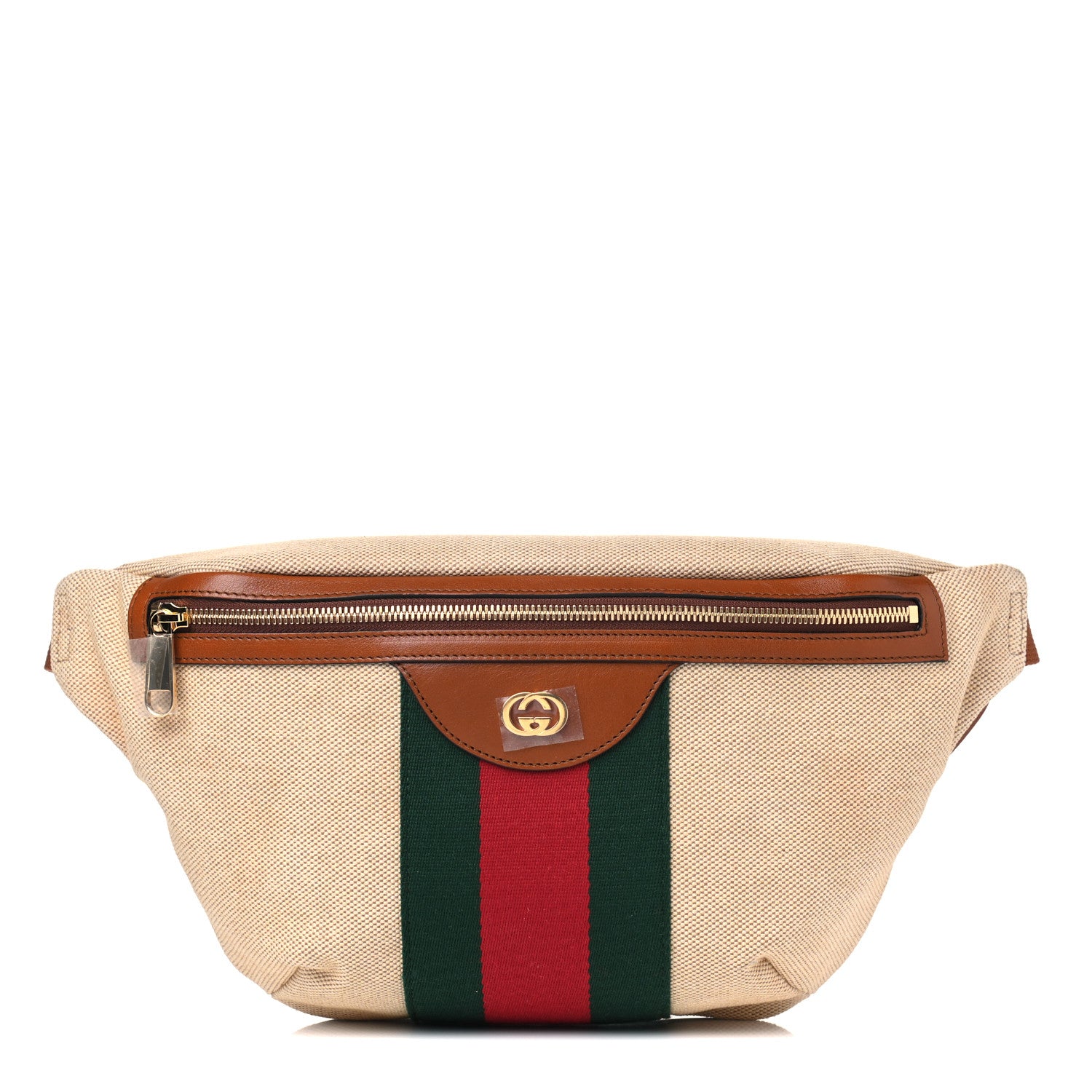 Gucci Vintage Canvas Web Belt Bag Sand Cuir 1 of 4