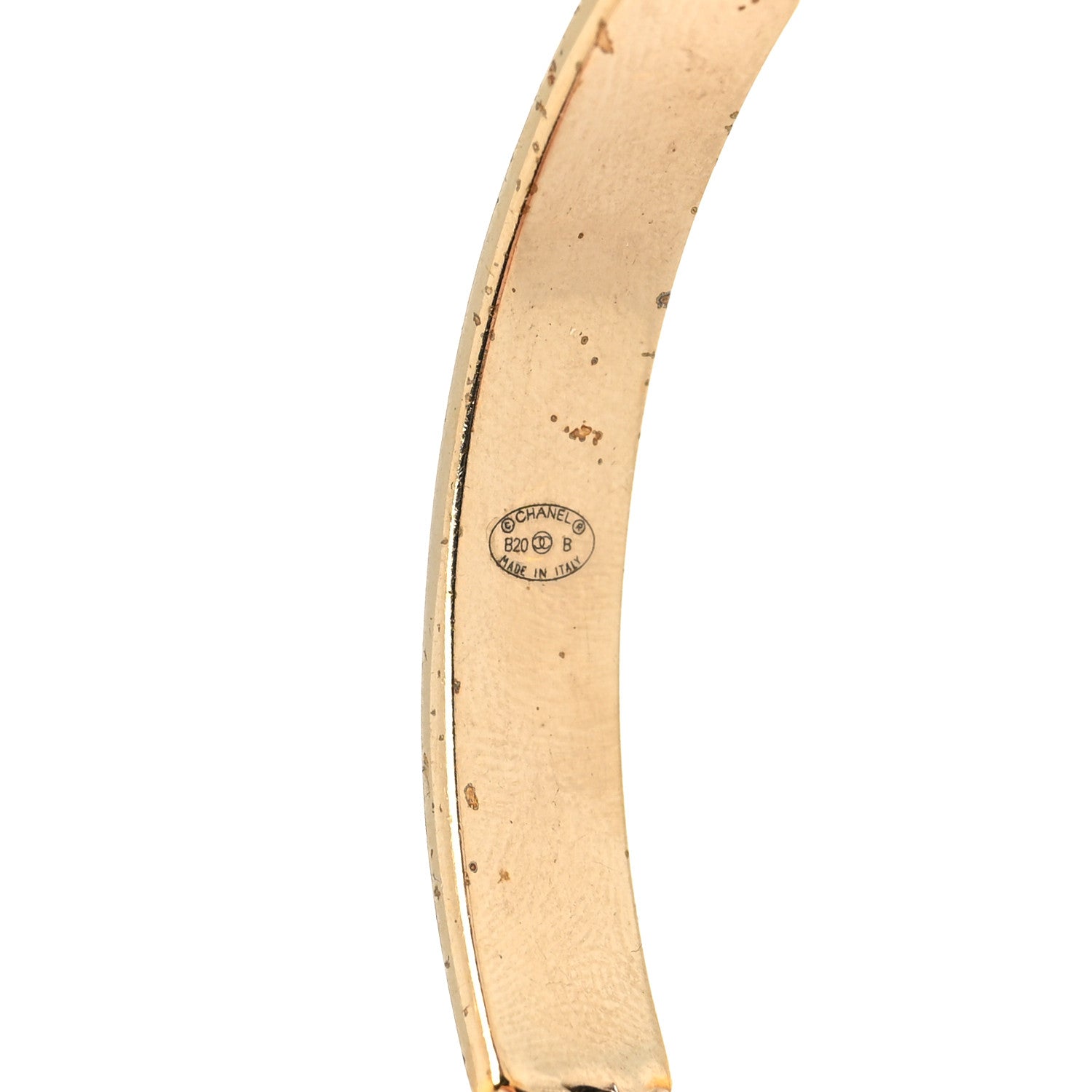 Chanel Metal Lambskin Crystal Sergeant Chanel Hoop Earrings Gold 6 of 8
