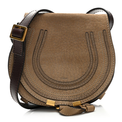 Chloe Nubuck Calfskin Mini Marcie Round Crossbody Bag Greige 1 of 11