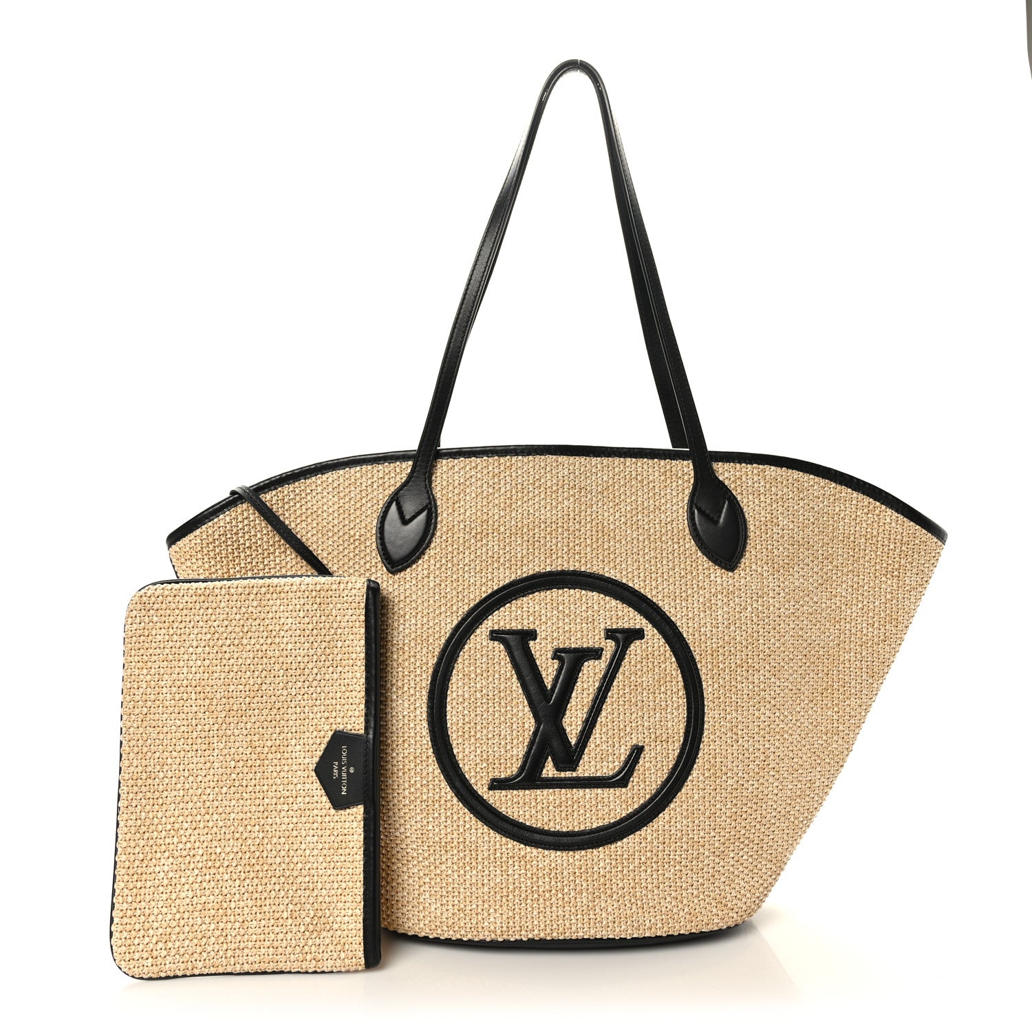 Louis Vuitton Raffia Saint Jacques Tote Black 3 of 9