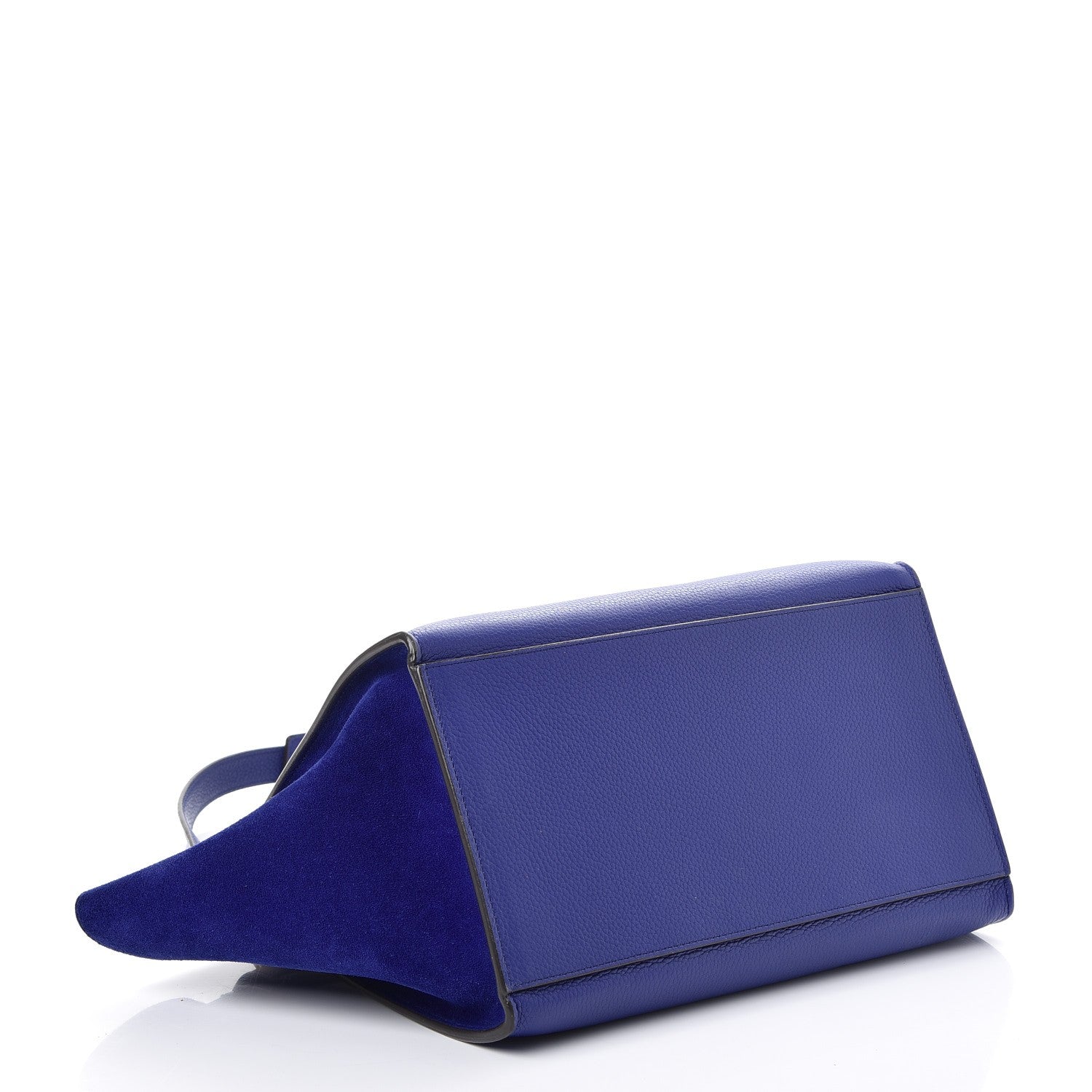 Celine Drummed Calfskin Suede Small Trapeze Indigo 5 of 8