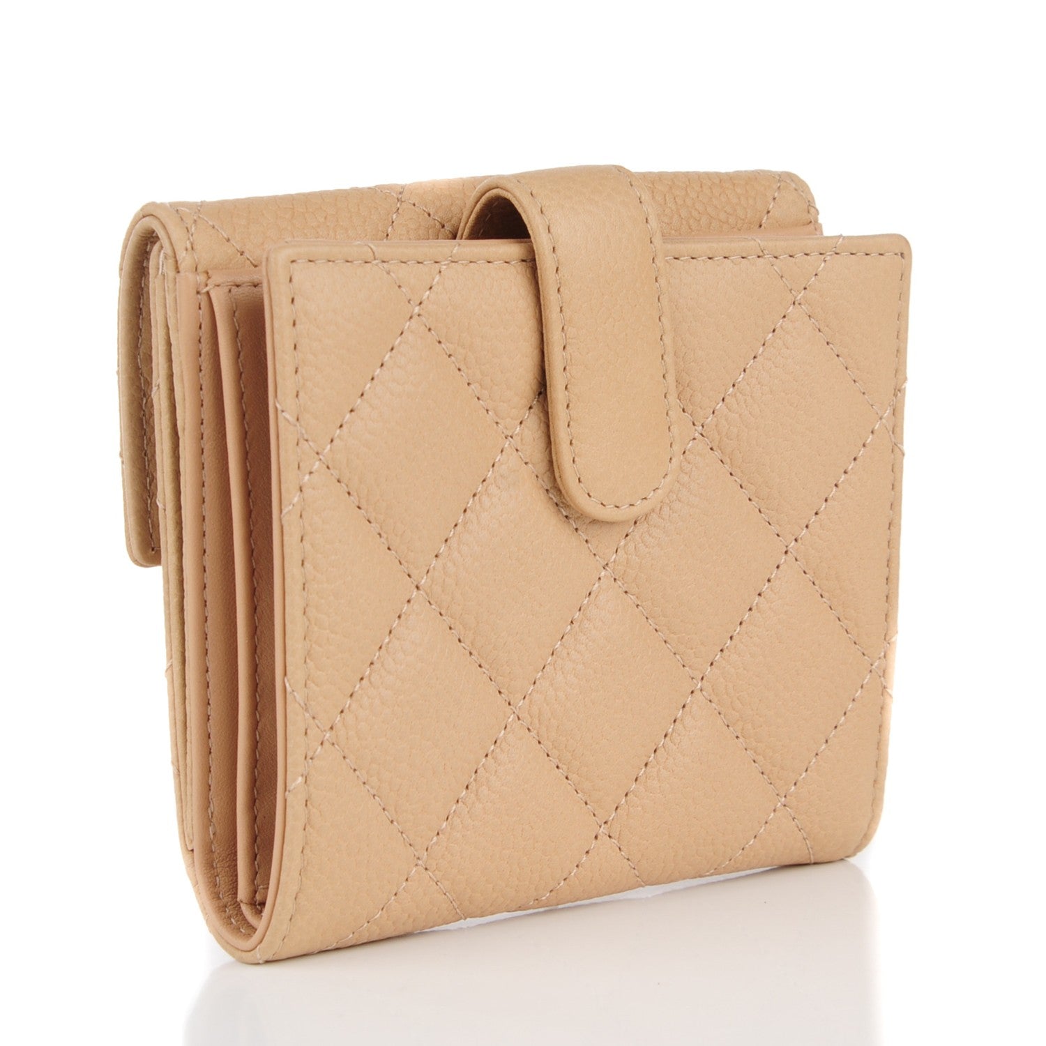 Chanel Caviar Quilted Compact Flap Wallet Beige 3 of 8