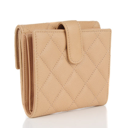 Chanel Caviar Quilted Compact Flap Wallet Beige 3 of 8