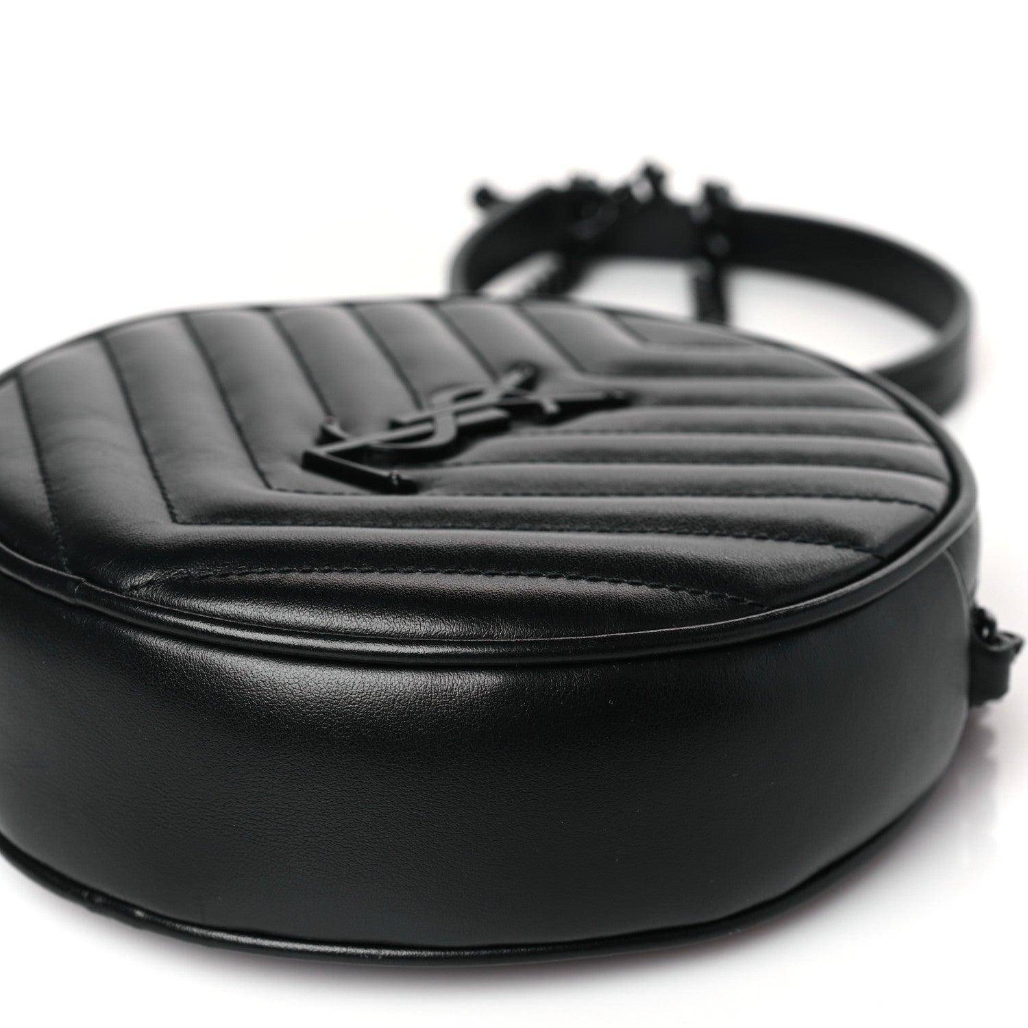 Saint Laurent Calfskin Matelasse Chevron Round Vinyle Camera Bag Black 8 of 8