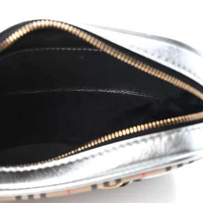 Burberry Metallic Smooth Calfskin 1983 Knight Check Link Bum Bag Silver 5 of 8