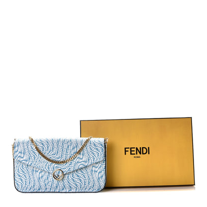 Fendi X SARAH COLEMAN Vitello Liberty Ceylon F is Fendi Micro FF Vertigo Embossed Envelope Wallet on Chain with Pouches Cyber Blue White 7 of 7