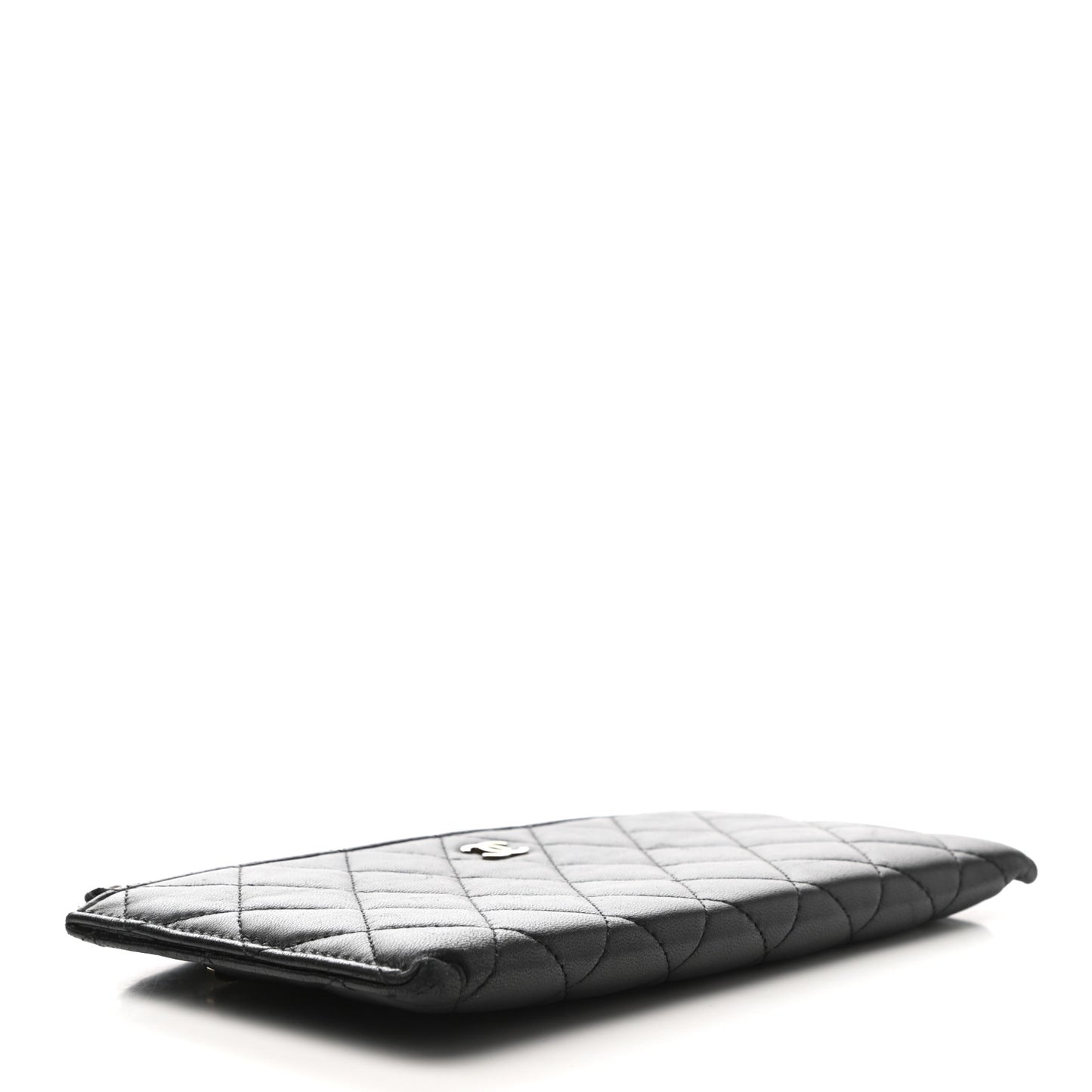 Lambskin Quilted Zip Pouch Black