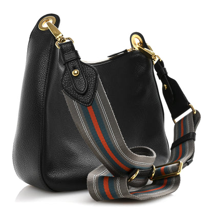 Prada Vitello Phenix Zippered Messenger Hobo Black 3 of 16