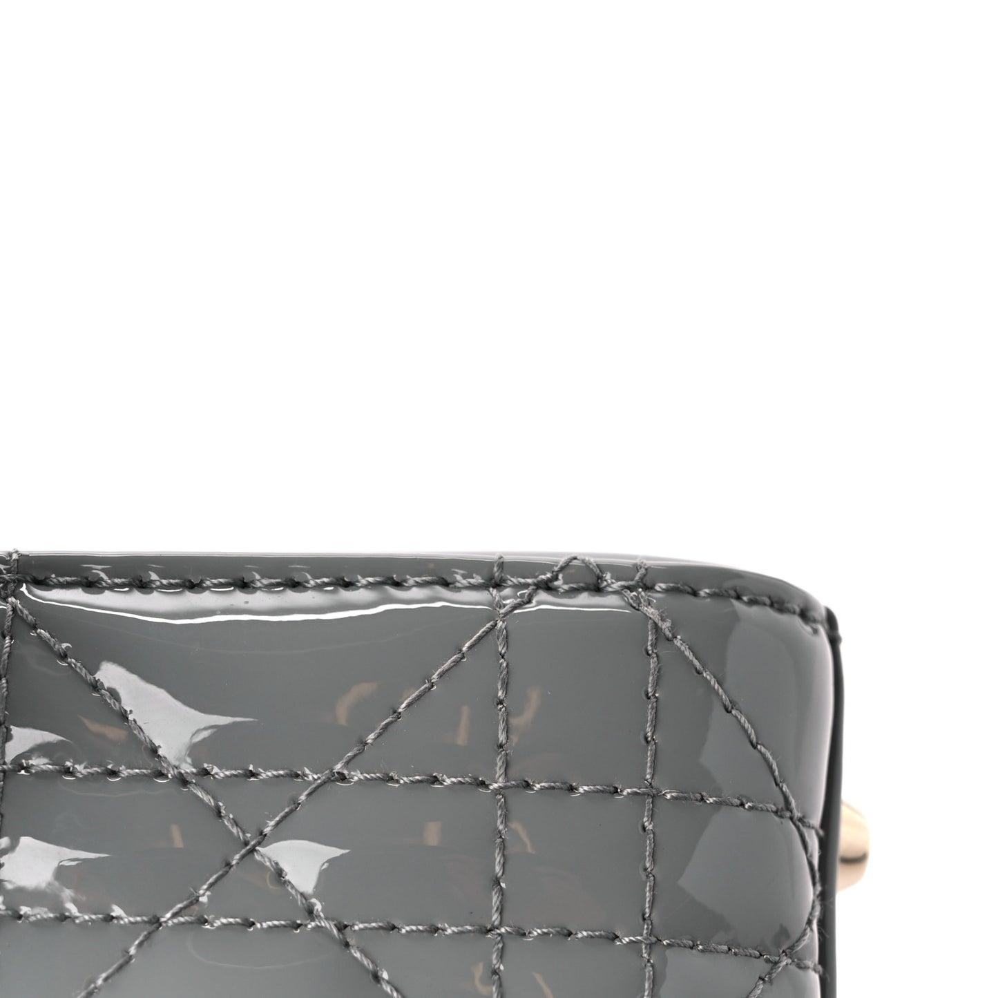 Patent Cannage Mini Lady Dior Grey Stone