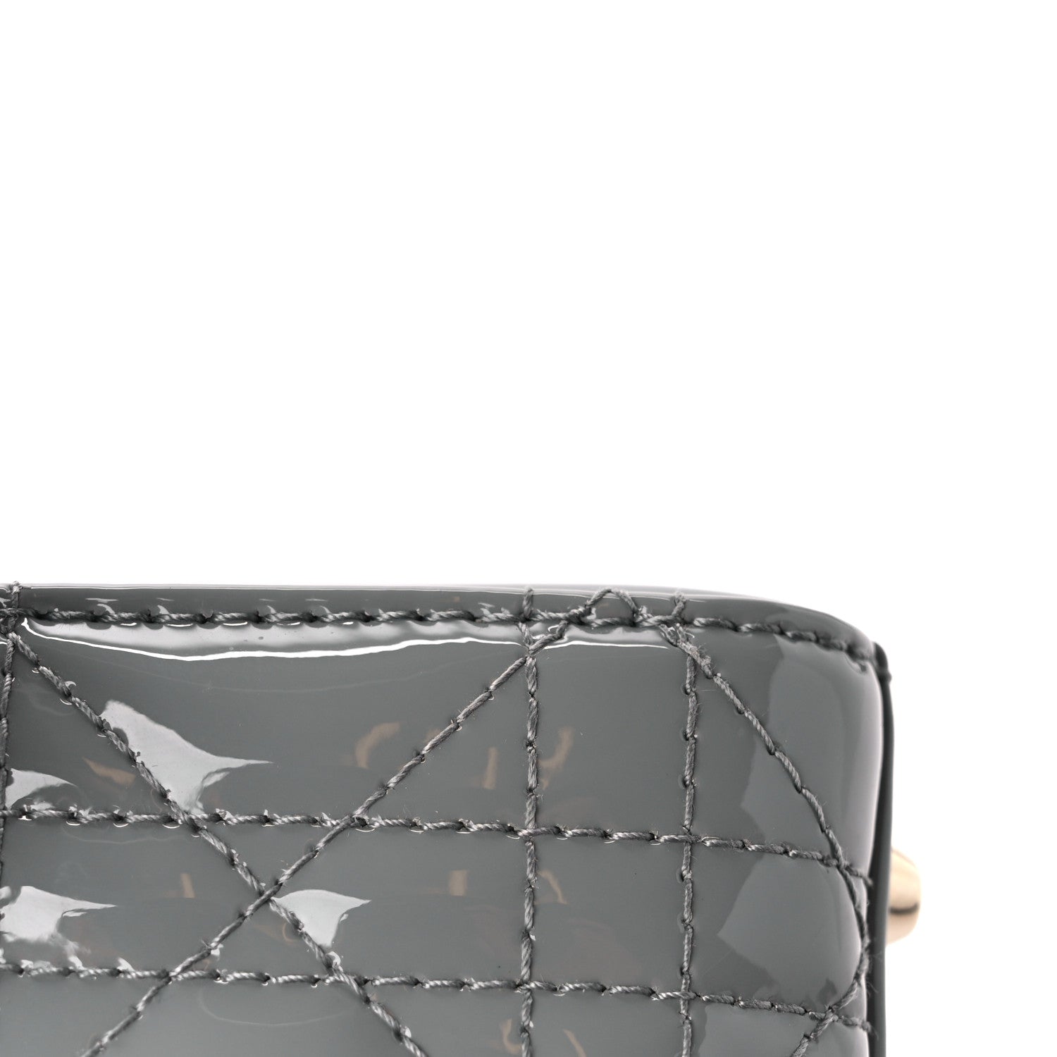 Christian Dior Patent Cannage Mini Lady Dior Grey Stone 13 of 14