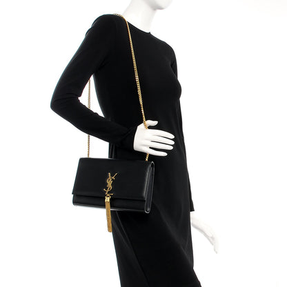 Saint Laurent Smooth Calfskin Medium Classic Monogram Kate Tassel Satchel Black 2 of 7