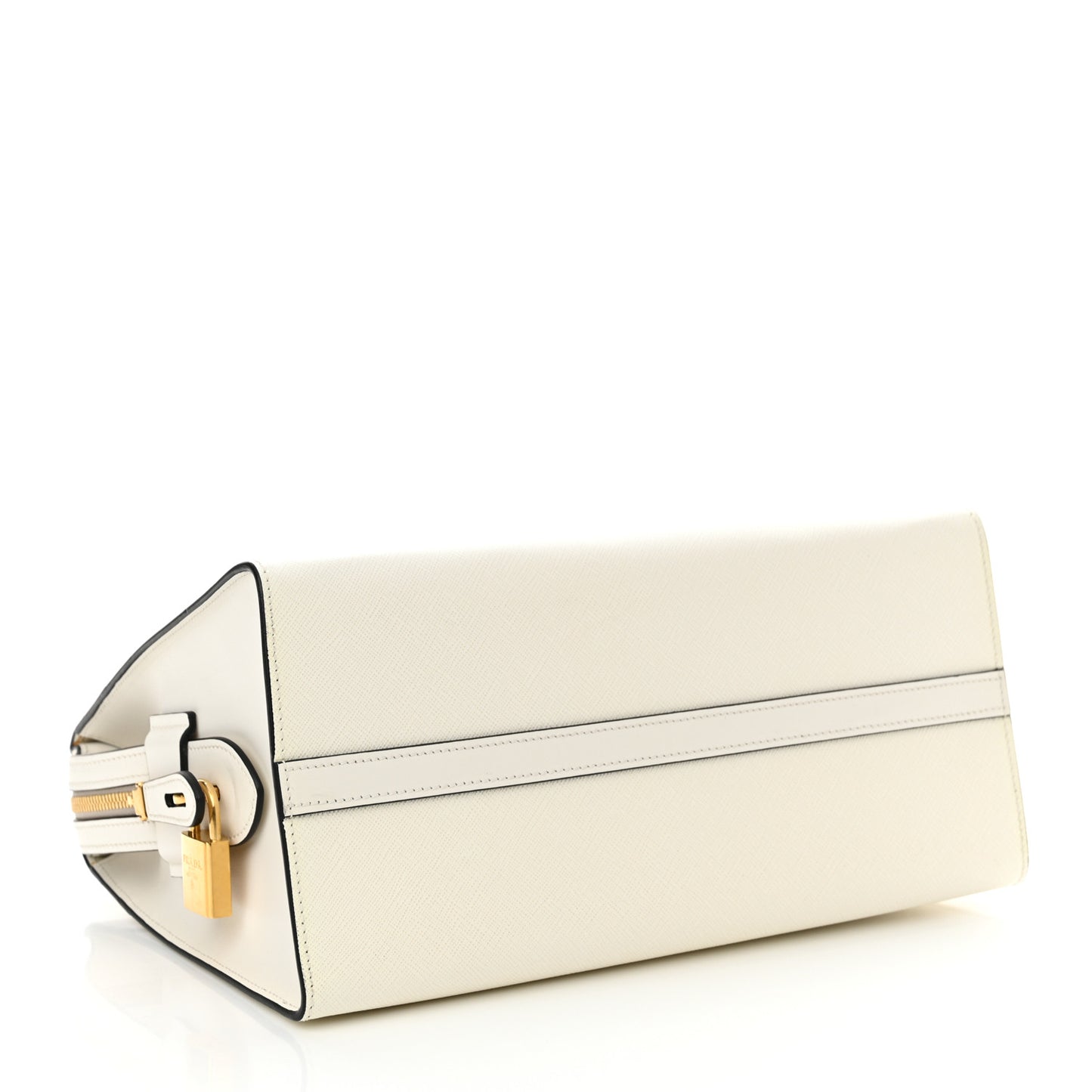 Saffiano City Calfskin Bibliothèque Top Handle White